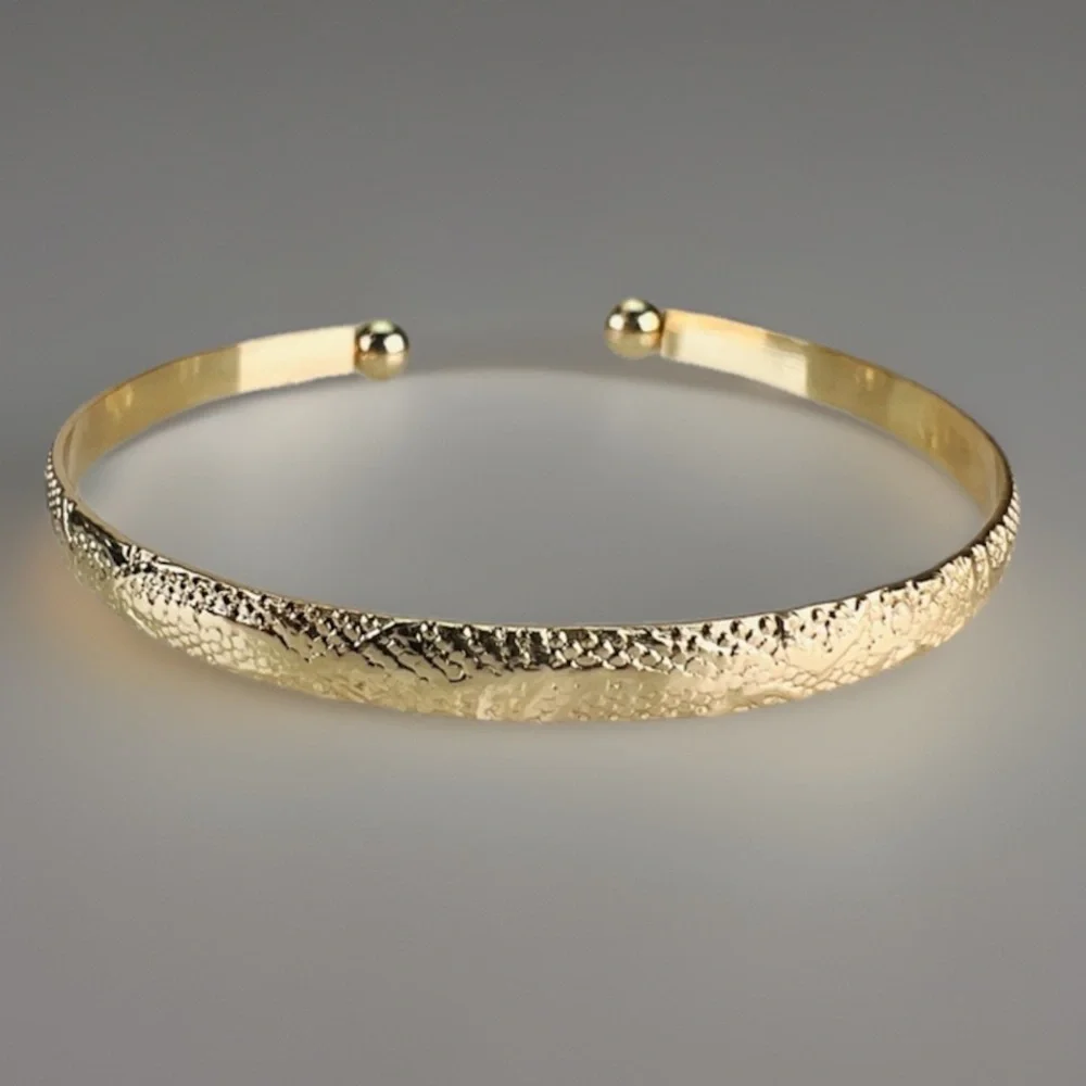 Goldtone Textured Stackable Cuff Bracelet